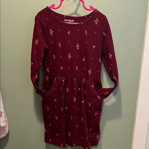 Cat & Jack Maroon Floral Kids Dress